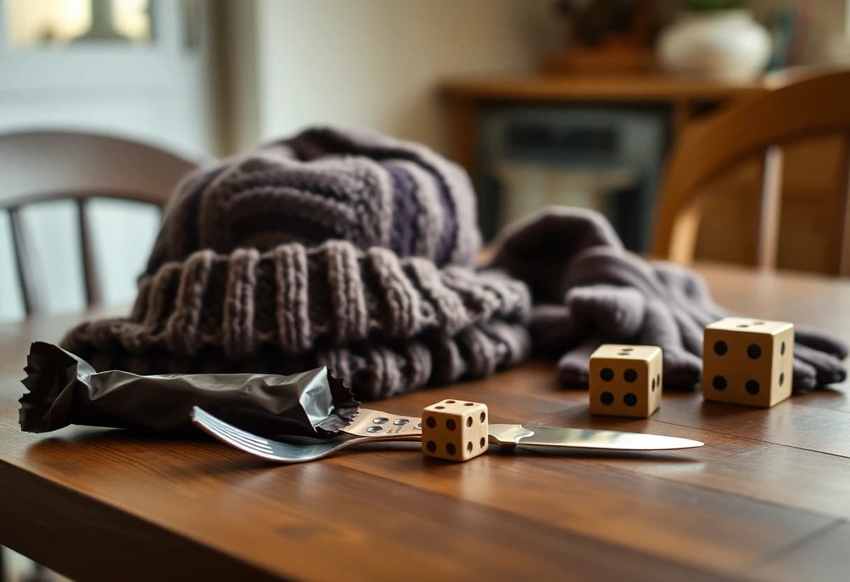 Schokolade mit Mütze und Handschuhen